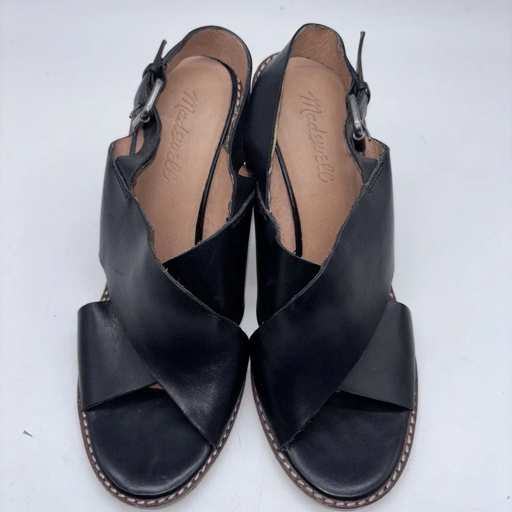Madewell The Ruthie Women's Size 7 Black Leather Crisscross Slingback Sandals